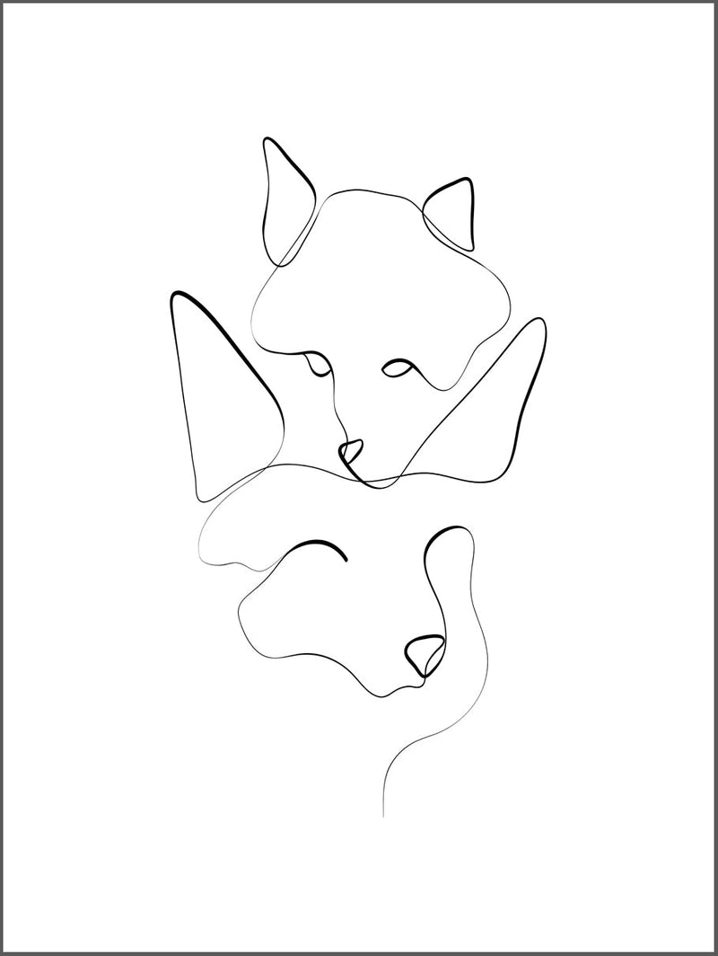 Foxes Drawing Poster